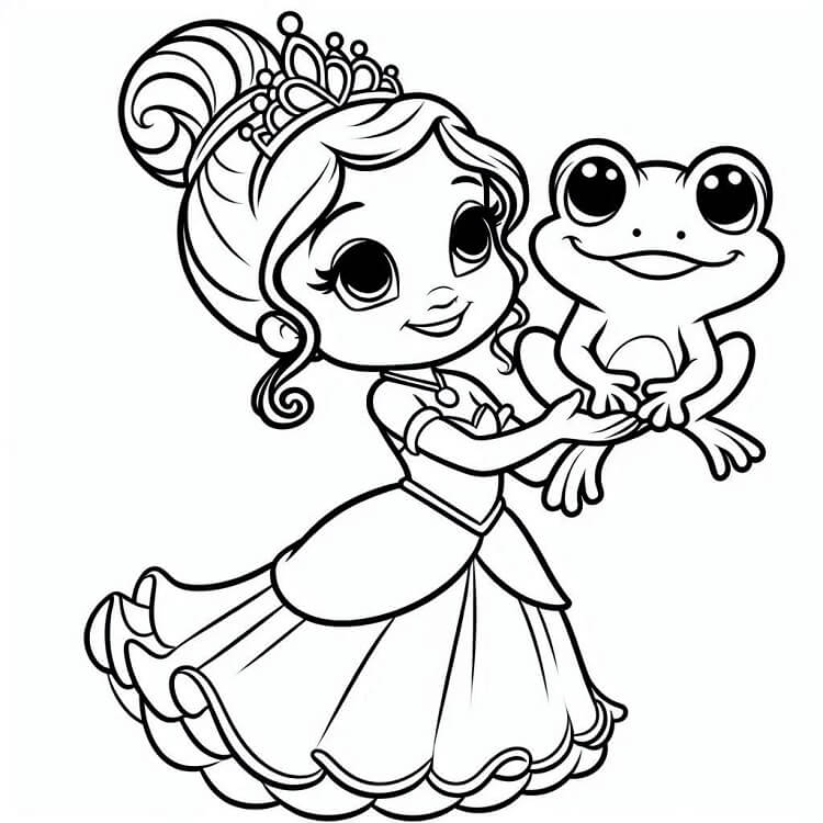 Prinsessen og Frosken (25) fargelegging