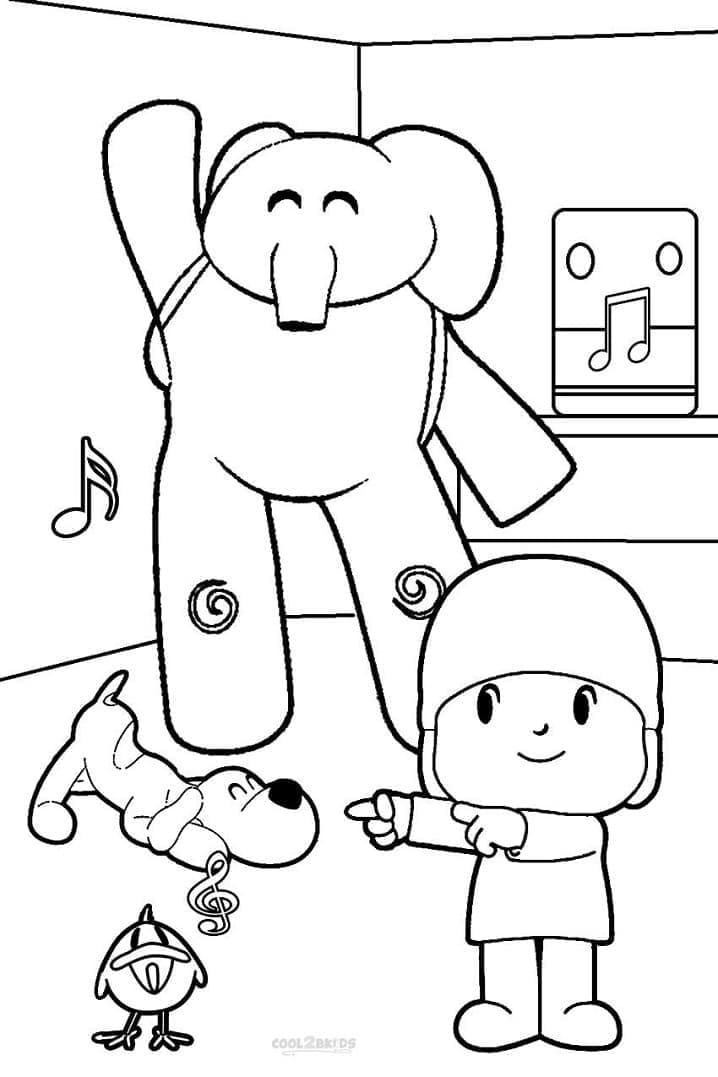 Utskriftsvennlig Pocoyo-bilde fargelegging