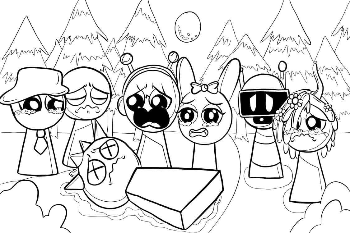 Utskrivbar Incredibox Sprunki for barn fargelegging