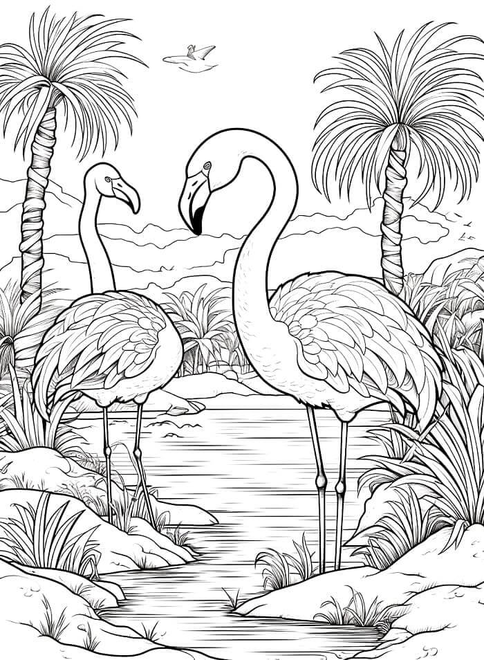 Bedårende Flamingo fargelegging