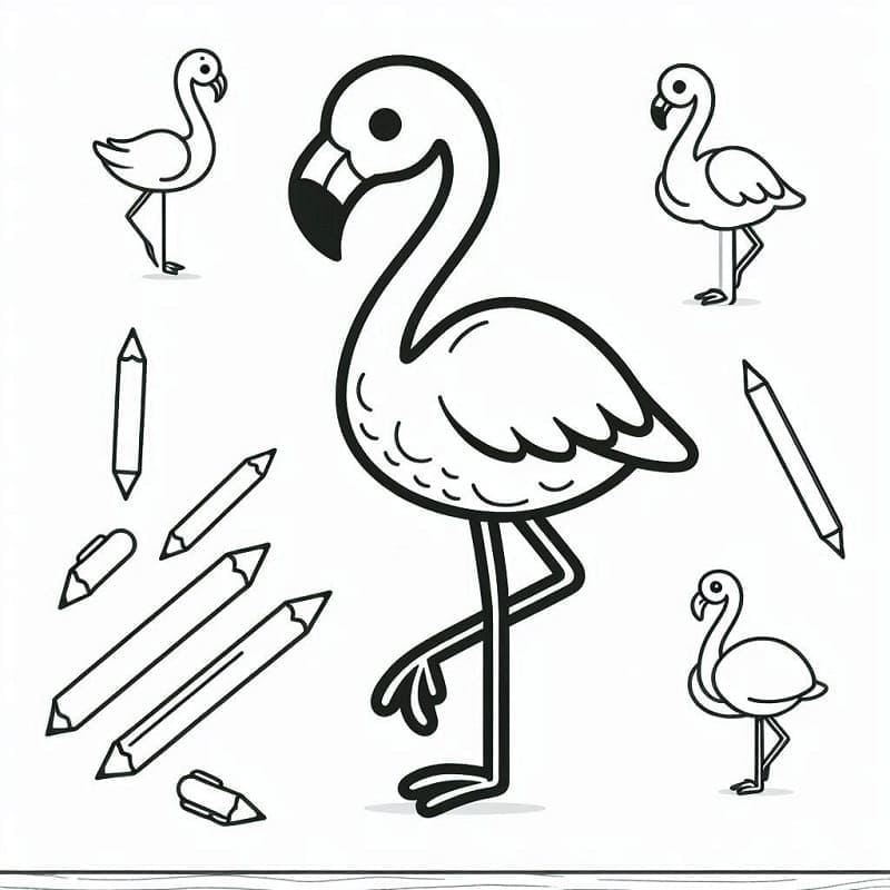 Flamingo Utskrivbar for Barn fargelegging