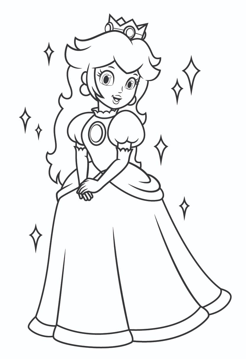 Princess Peach for 3-åringer fargelegging