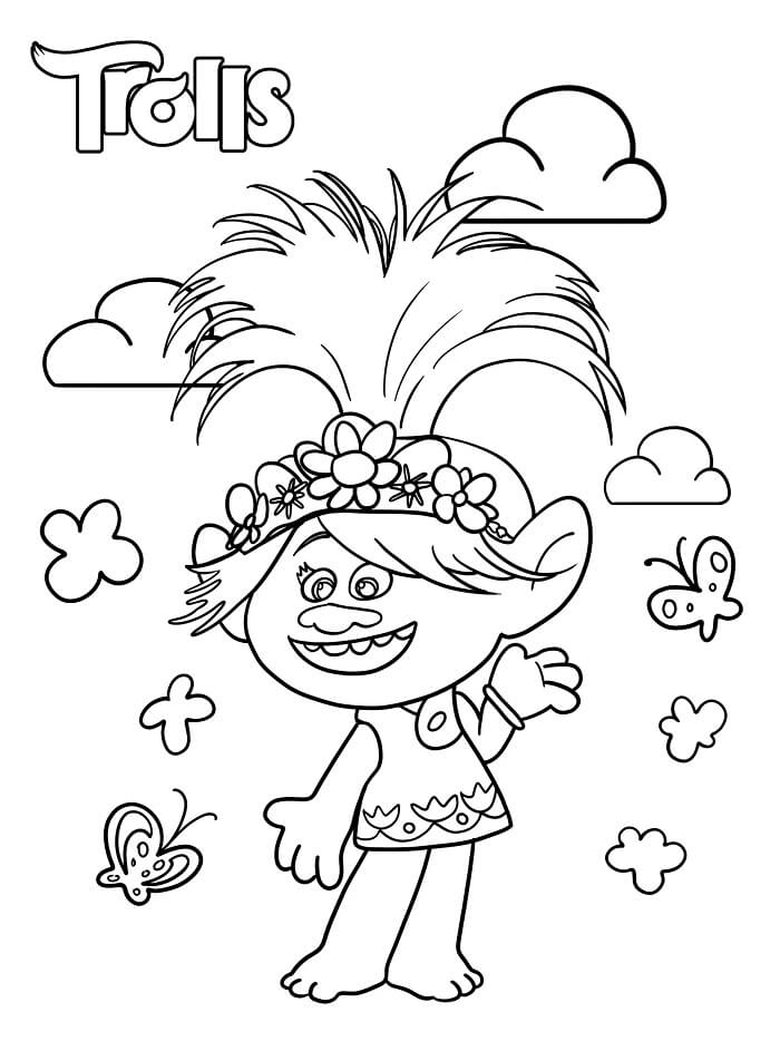 Tegneserie Trolls fargelegging