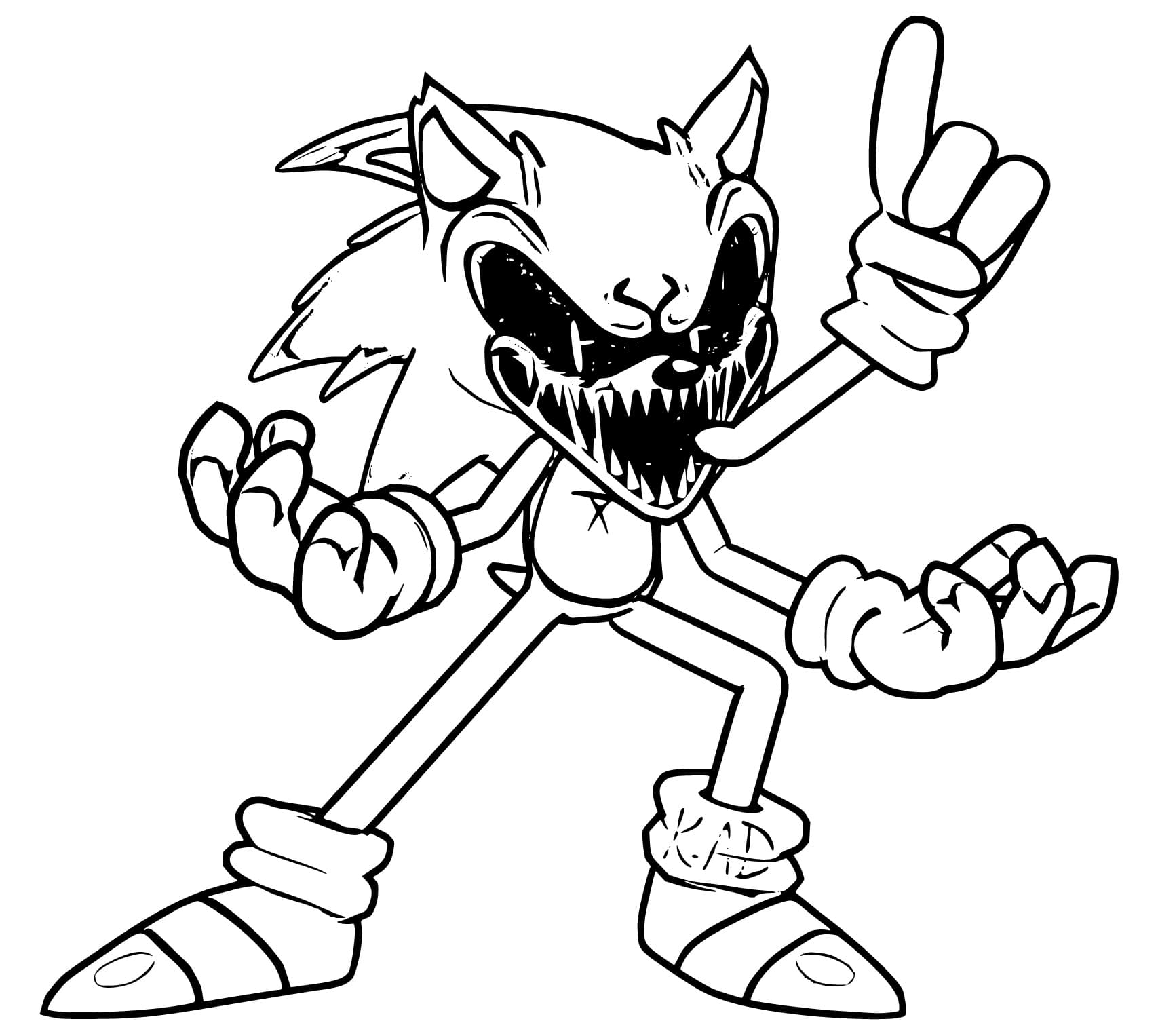 Uhyggelig Sonic Exe fargelegging
