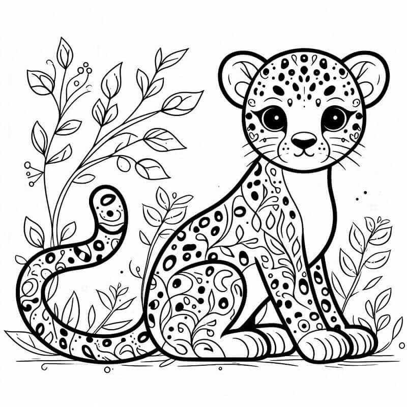 Leopard for 6-årige Barn fargelegging