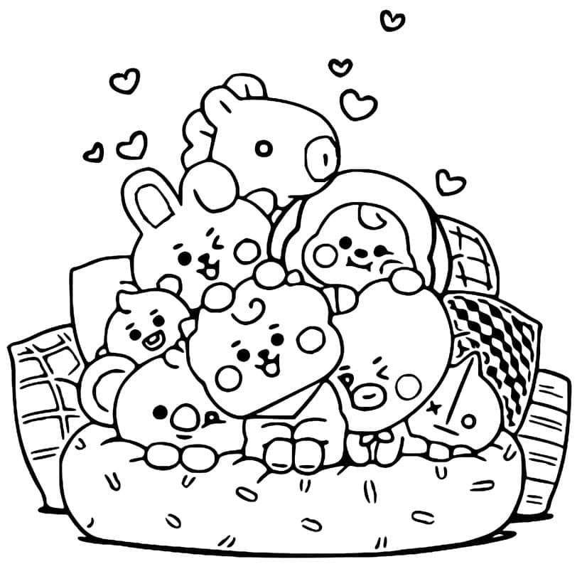 BT21 for 2 år gamle Barn fargelegging