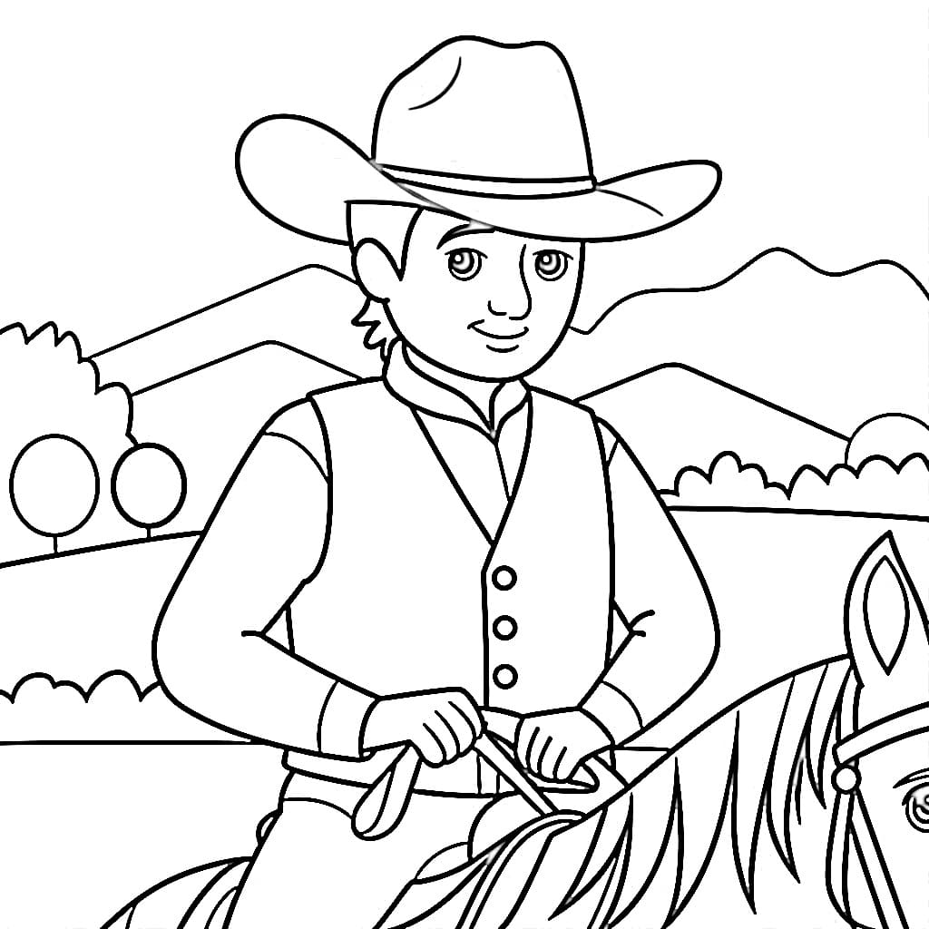 Cowboy Utskrivbar Gratis fargelegging