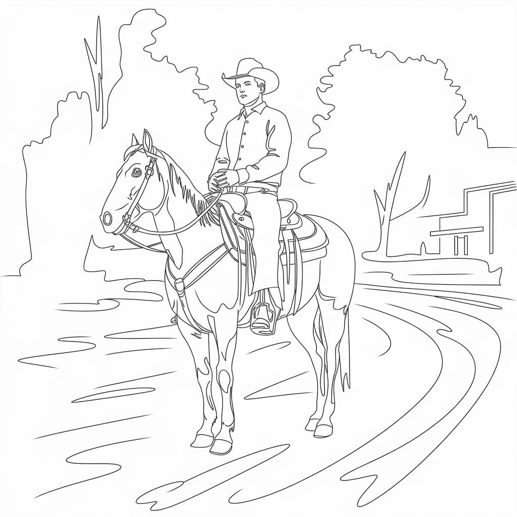 Cowboy Utskrivbar for Barn fargelegging