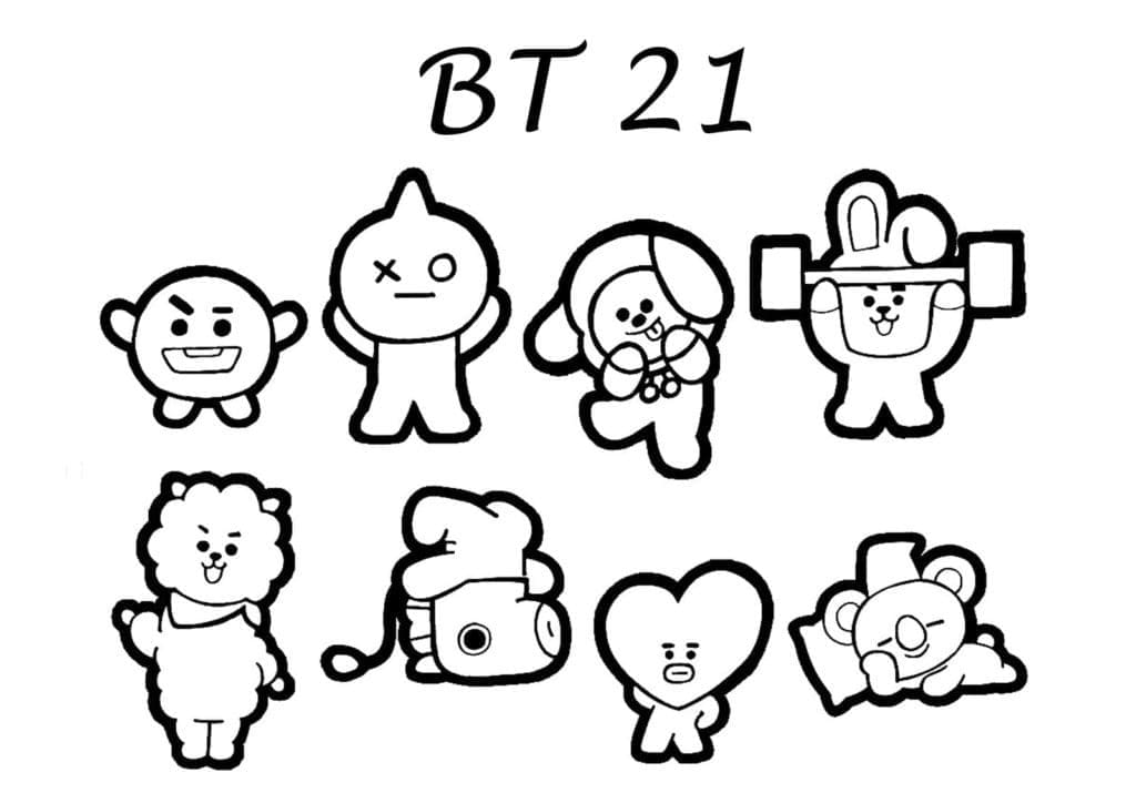 Gratis Utskrivbar BT21 fargelegging