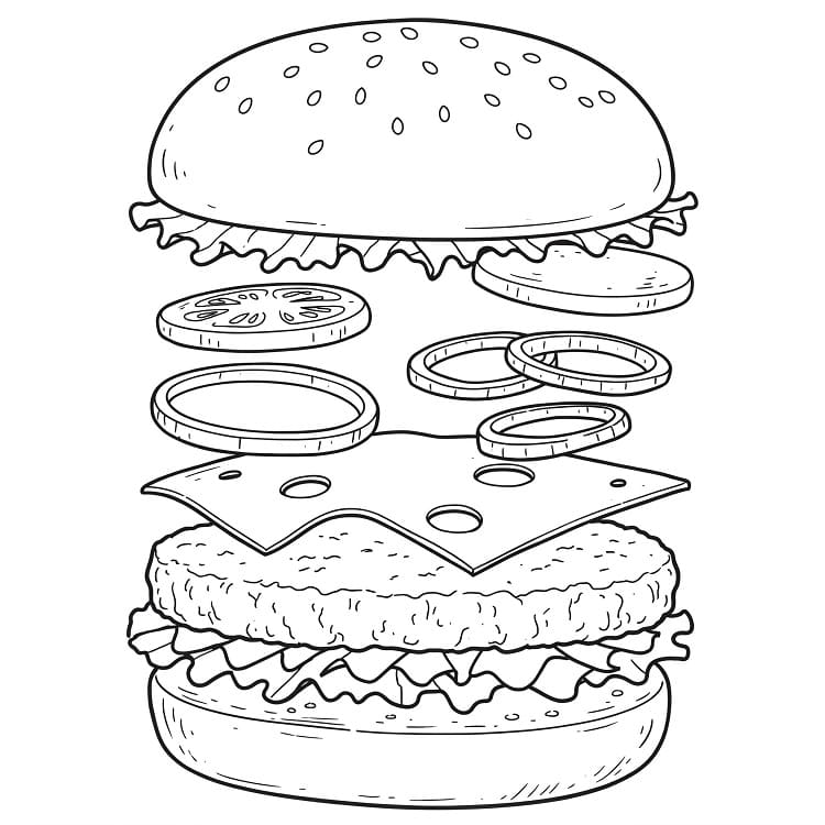 Hamburger Utskrivbar Gratis fargelegging