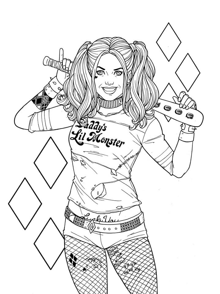Harley Quinn for 1 år gamle Barn fargelegging