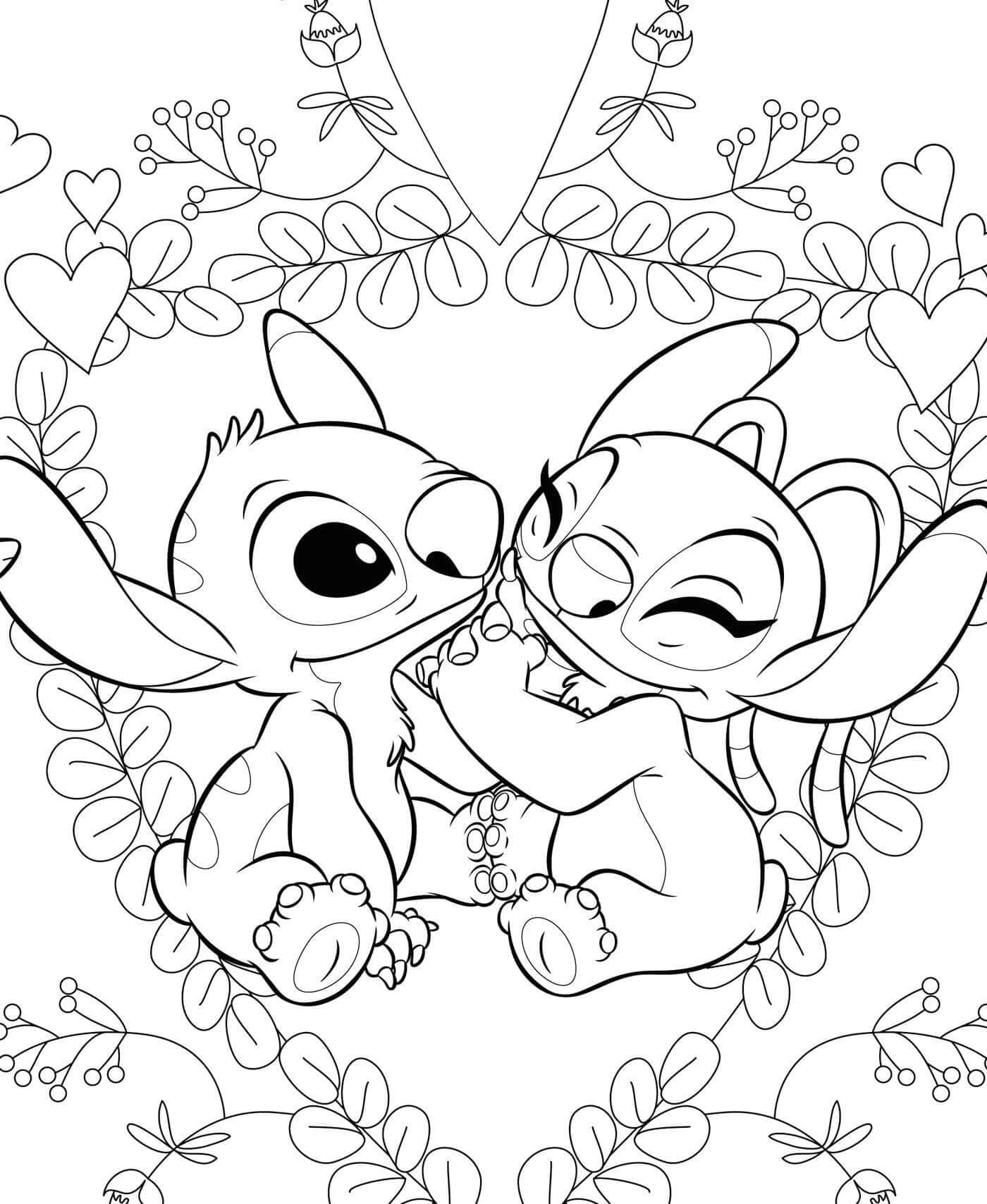 Stitch og Angel Gratis fargelegging