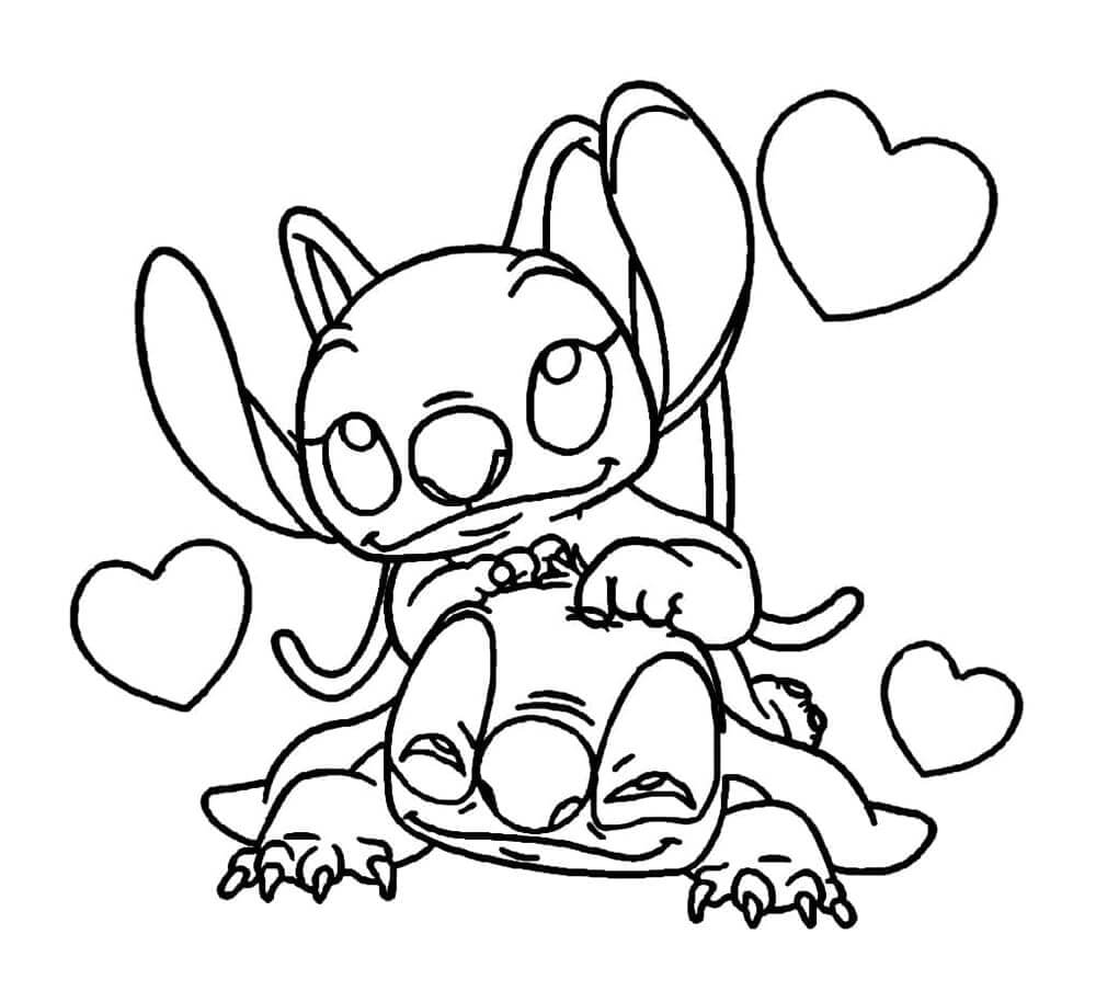 Stitch og Angel fargelegging