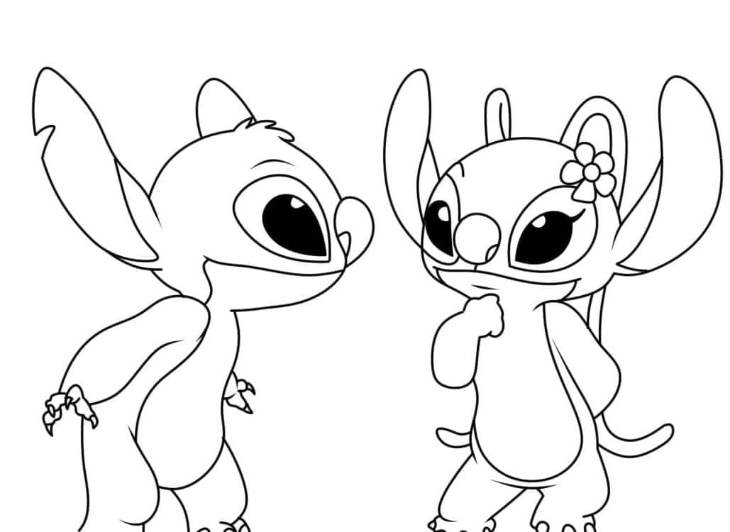 Stitch og Angel for Barn fargelegging