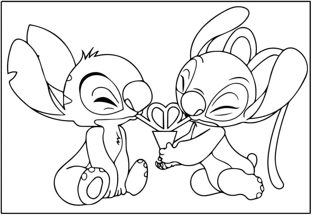 Stitch og Angel for Gratis fargelegging
