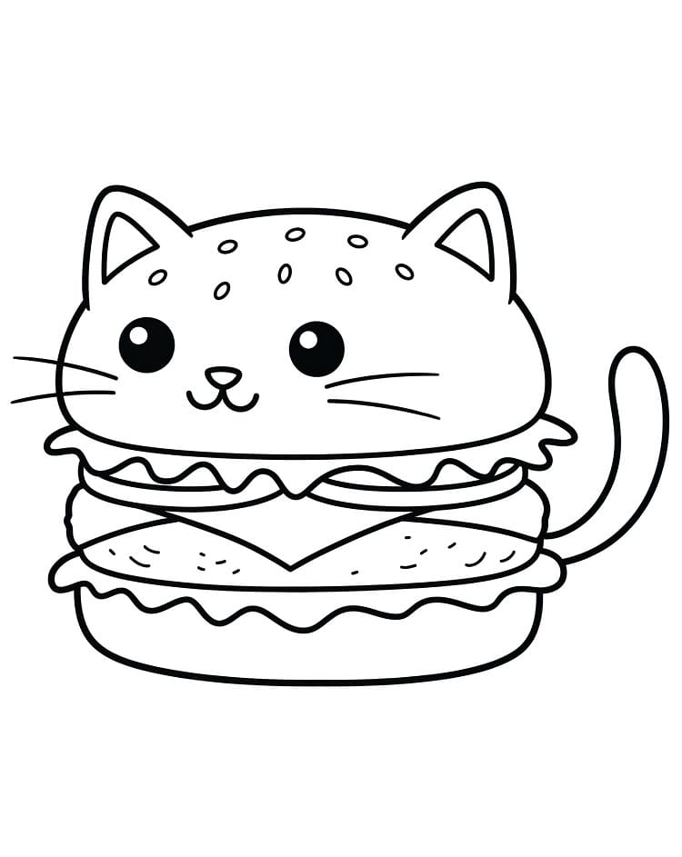 Utskrivbar Hamburger Bilde for Barn fargelegging