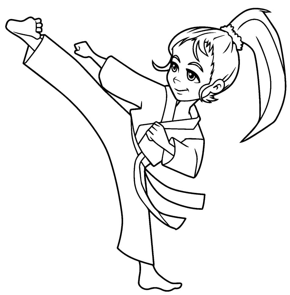 Utskrivbar Karate Bilde for Barn fargelegging