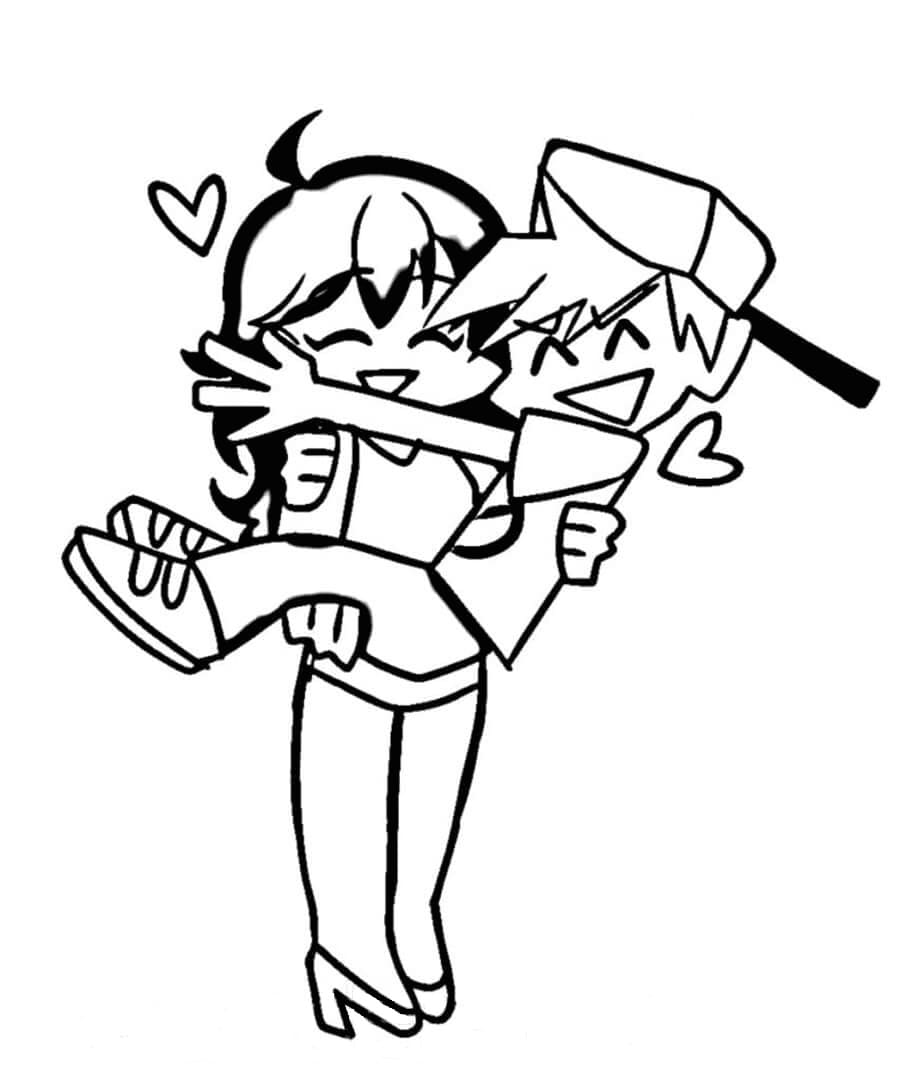 Boyfriend og Girlfriend FNF fargelegging