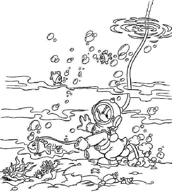 Donald Duck Dykker fargelegging