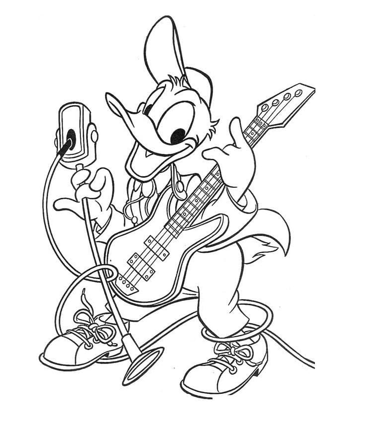 Donald Duck Spiller Gitar fargelegging