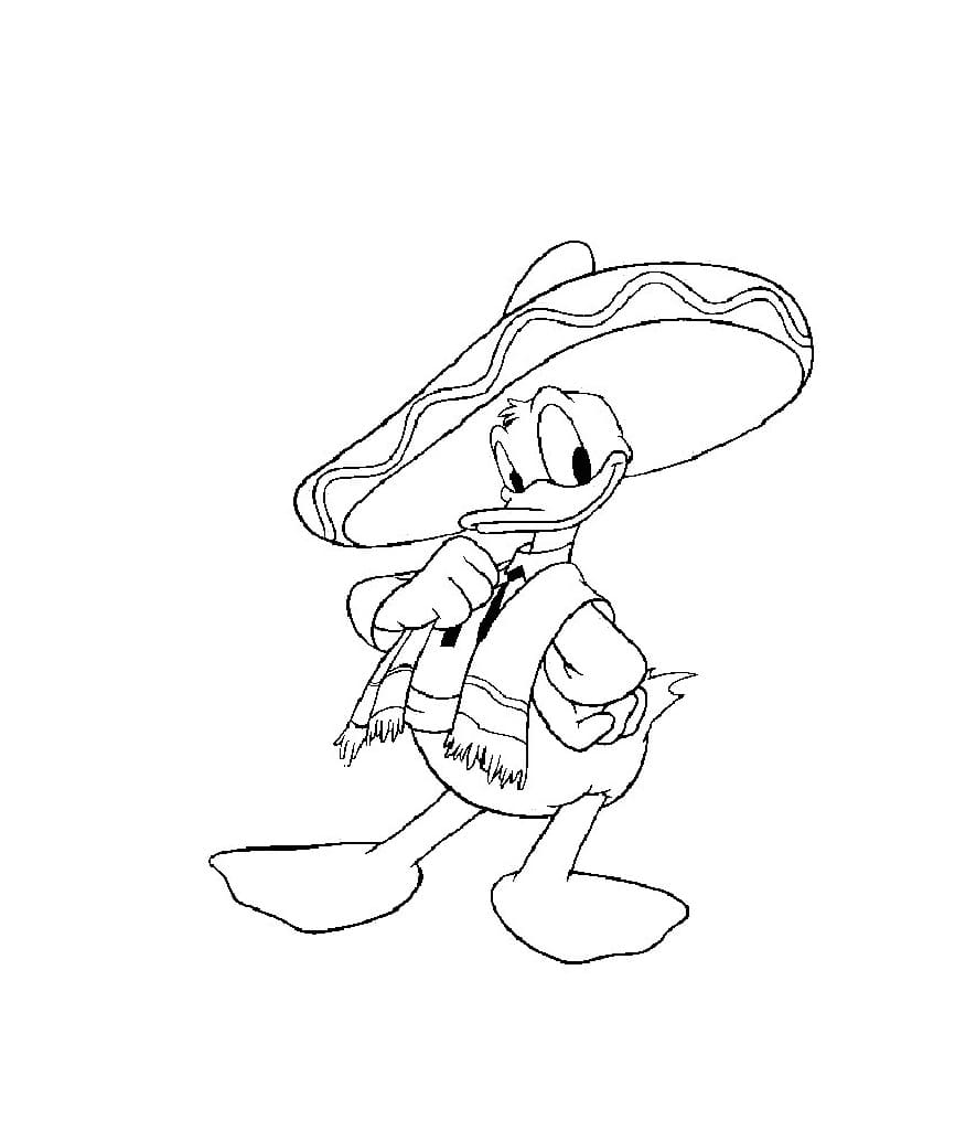 Donald Duck med Sombrero fargelegging
