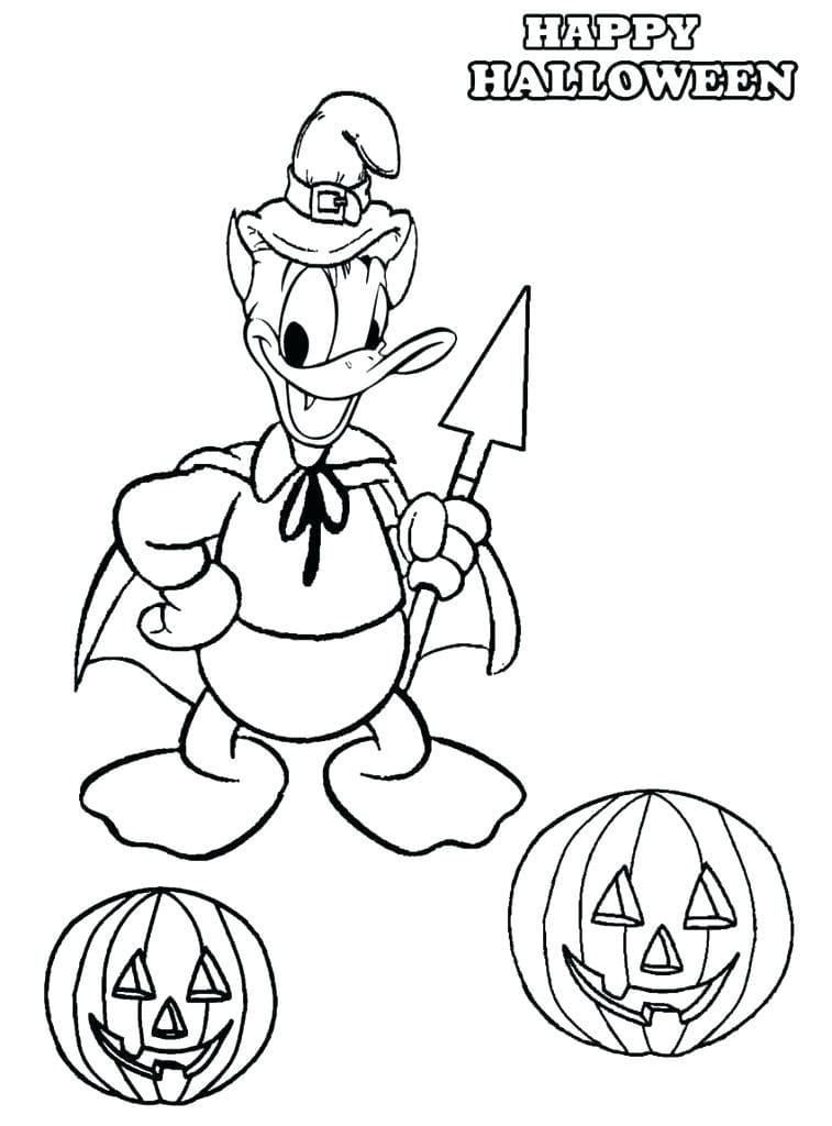 Donald Duck og Halloween-gresskar fargelegging