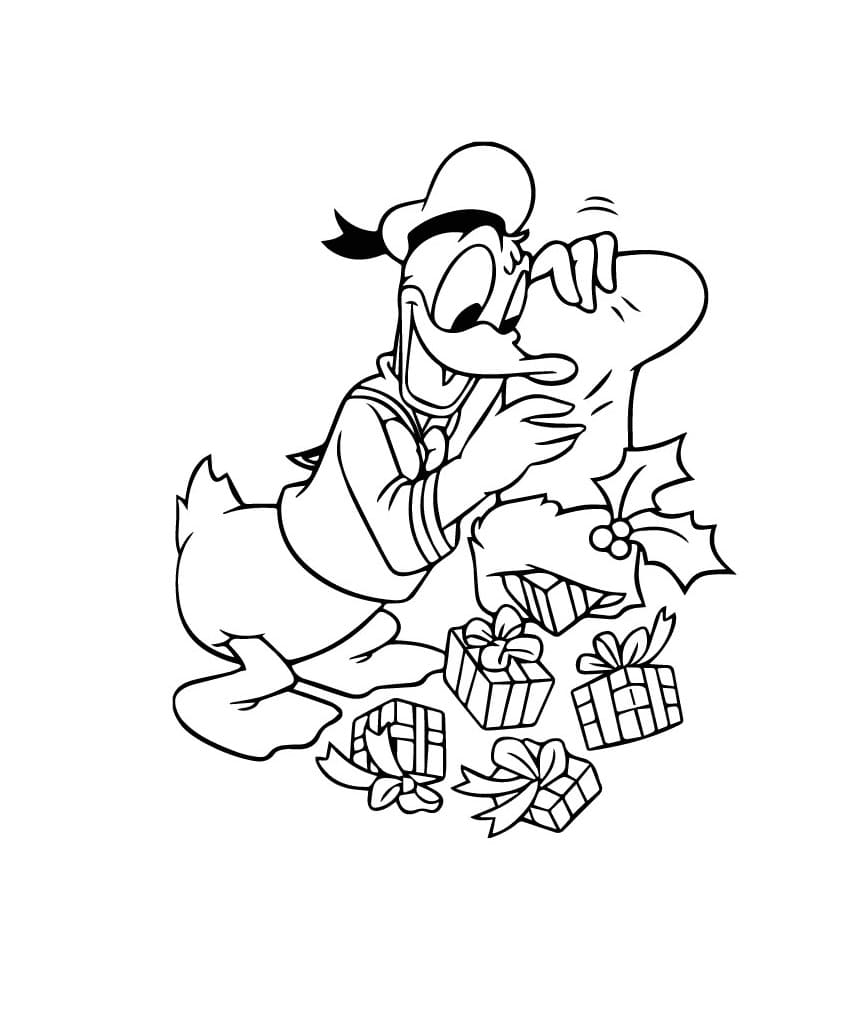 Donald Duck og Julegaver fargelegging