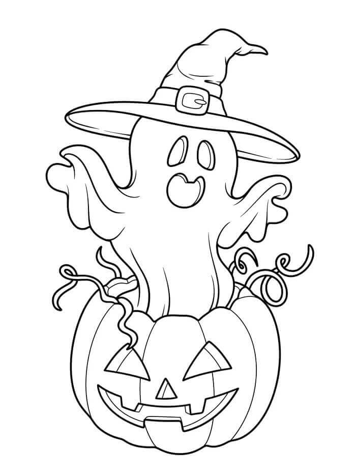 En Gjenferd og Halloween Gresskar fargelegging