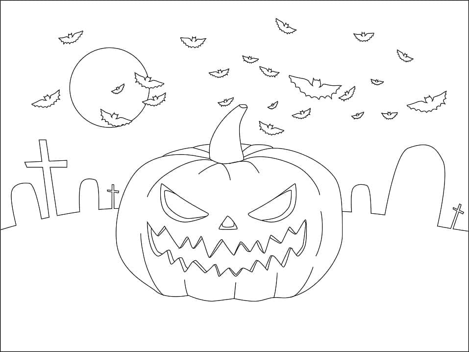 Halloween Gresskar å Skrive ut fargelegging