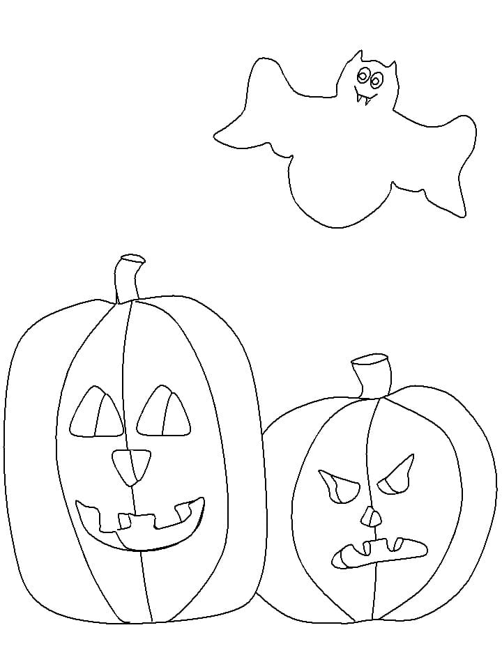 Halloween Gresskar og Flaggermus fargelegging