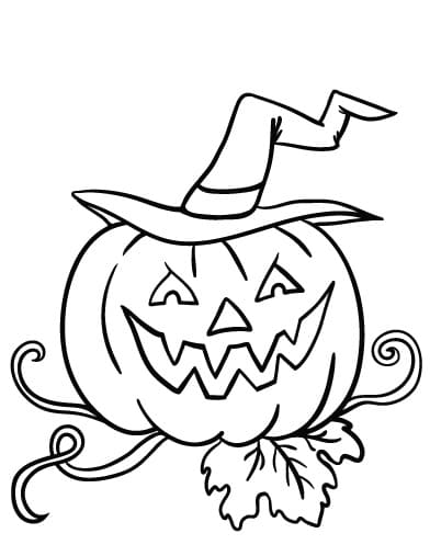 Halloween Gresskar og Heksehatt fargelegging