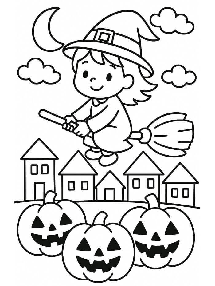 Halloween Hekse og Gresskar fargelegging