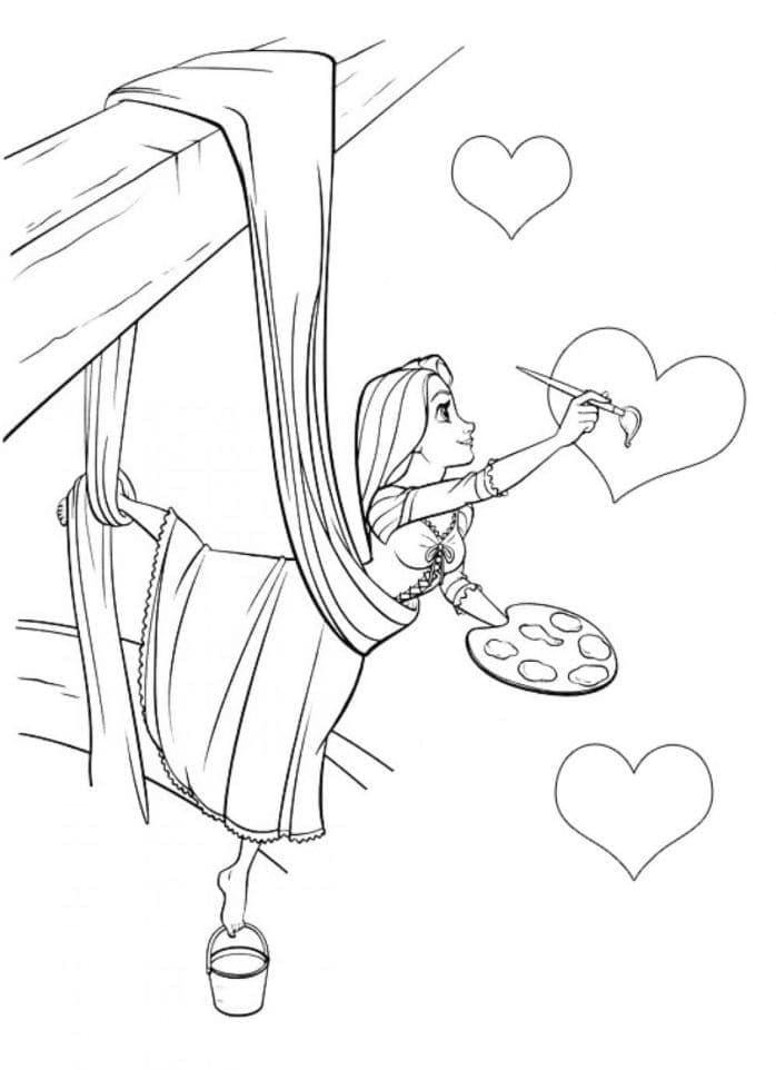Rapunzel utskrivbar for barn fargelegging