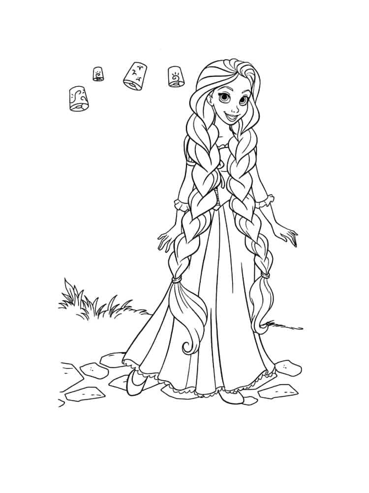 Rapunzel utskrivbar gratis fargelegging