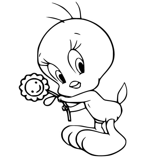 Tweety Bird med Blomst fargelegging