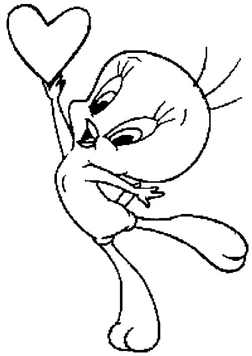 Tweety Bird med Hjerte fargelegging