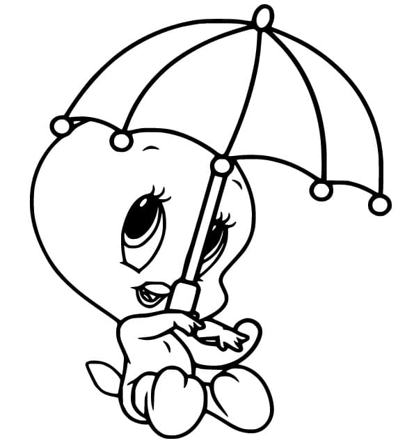 Tweety Bird med Paraply fargelegging