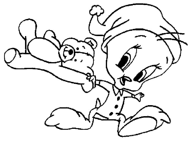 Tweety Bird og Nøttebjørn fargelegging