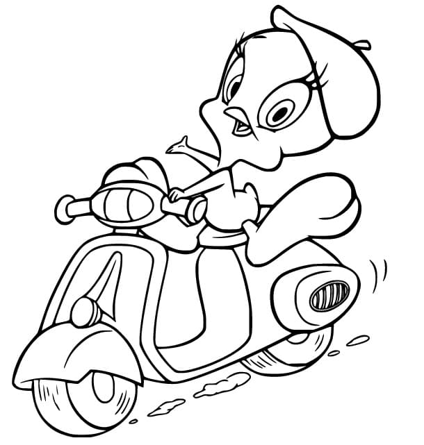 Tweety Bird på Motorsykkel fargelegging