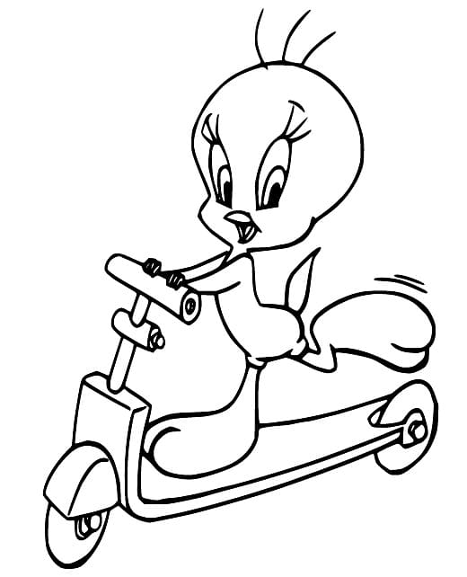 Tweety Bird på Sparkesykkel fargelegging