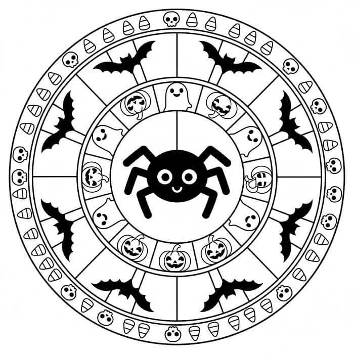 Enkel Halloween Mandala fargelegging