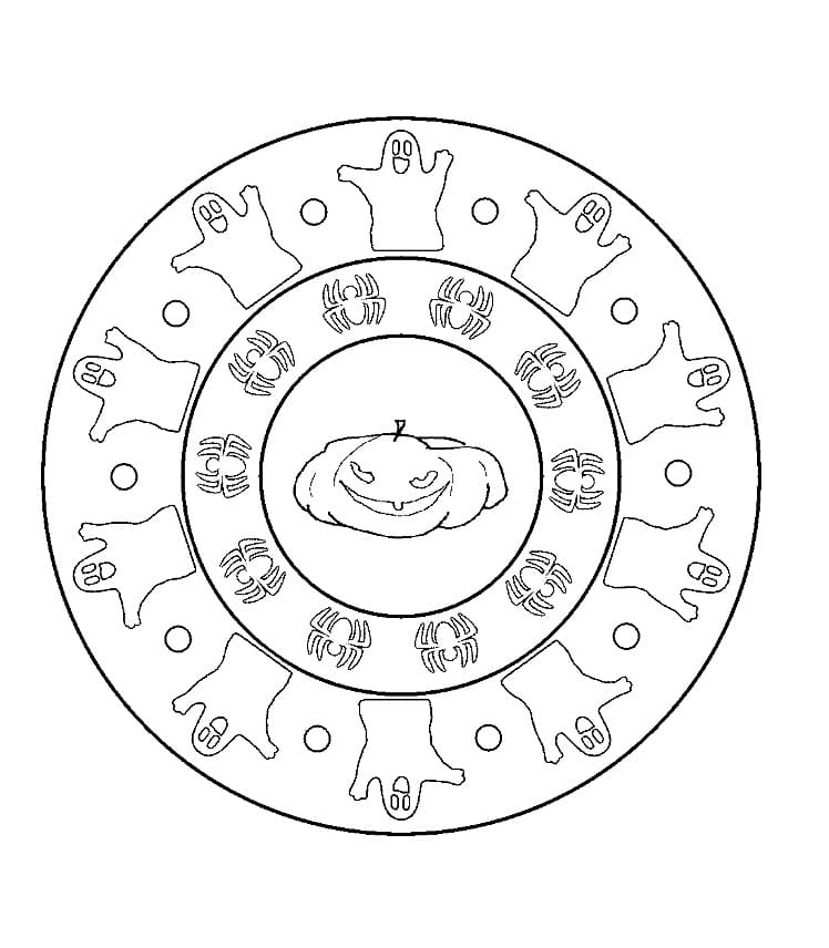 Gratis Halloween Mandala Utskriftbar fargelegging