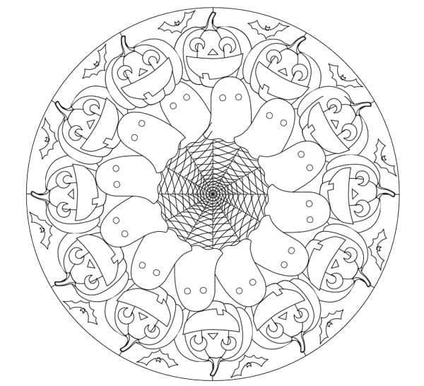 Gratis Halloween Mandala å Skrive ut fargelegging