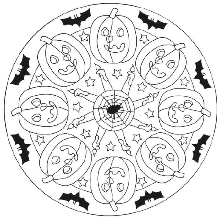 Gratis Halloween Mandala for Barn fargelegging