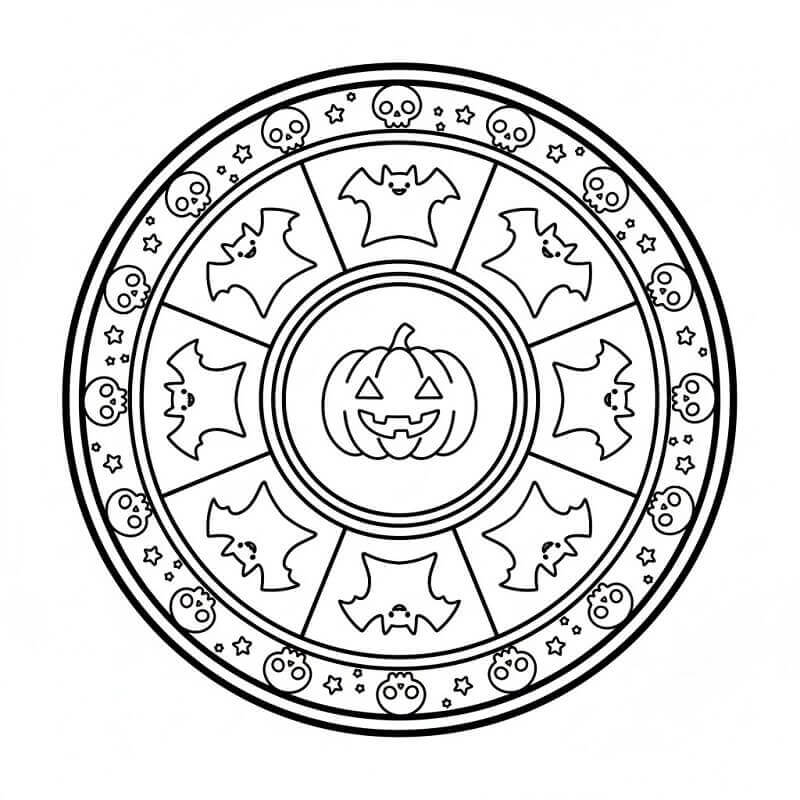 Gratis Halloween Mandala fargelegging