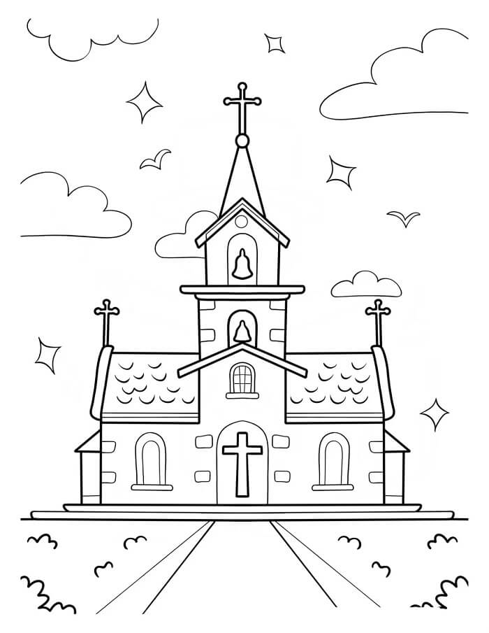 Gratis Utskriftbar Kirke fargelegging
