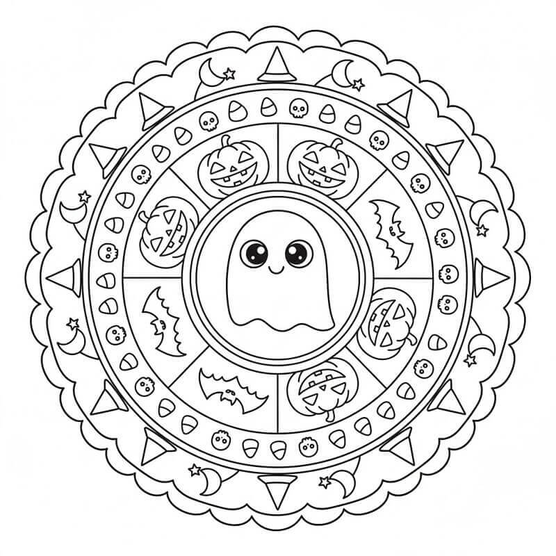 Grunnleggende Halloween Mandala fargelegging