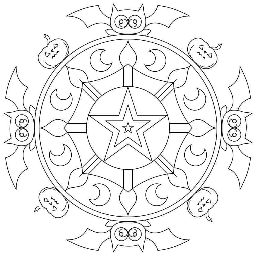 Halloween Mandala Gratis Bilde fargelegging