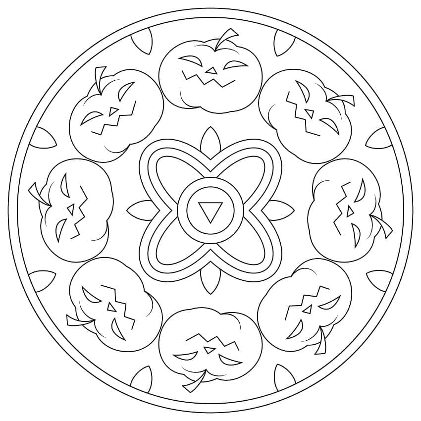 Halloween Mandala Gratis for Barn fargelegging