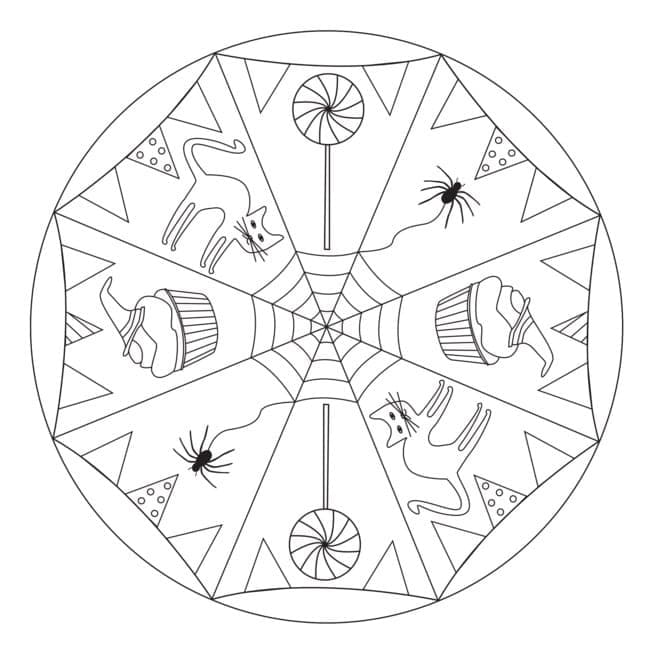 Halloween Mandala Utskriftbar for Barn fargelegging